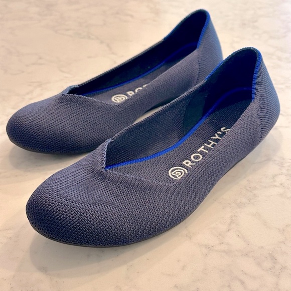 Rothy’s Maritime Navy Blue Soft Flexible Knit Slip On Flats Round Toe Sz 7.5 - Picture 4 of 6